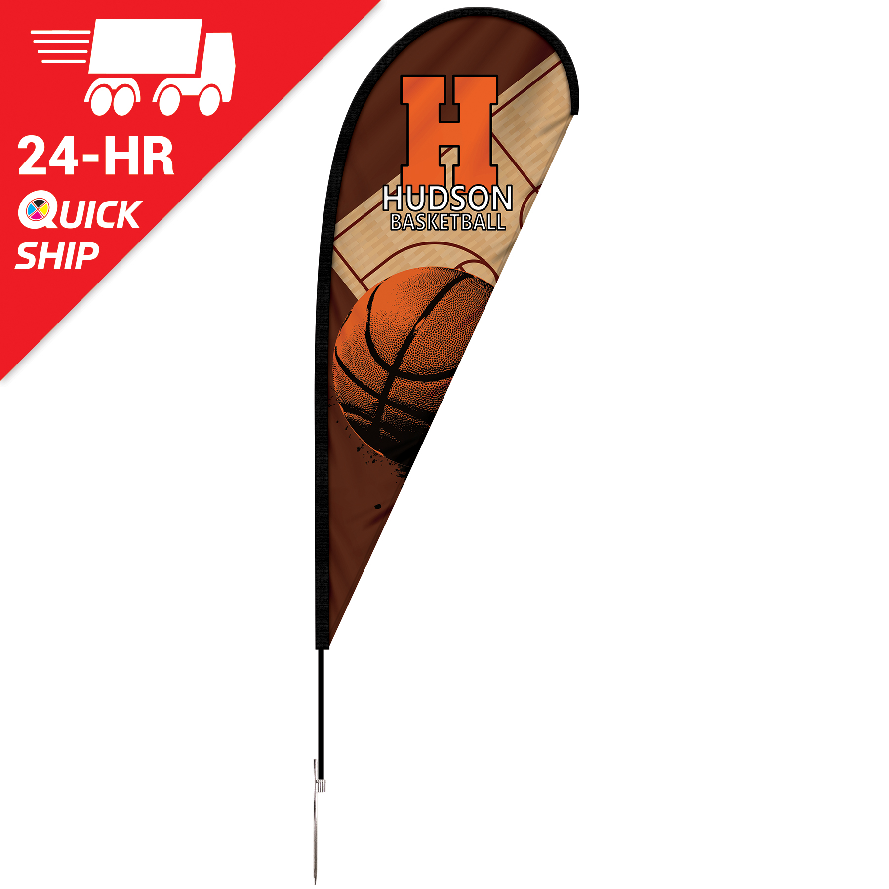 24 - Hour 6' Single Reverse Teardrop Banner with Hardware Set 15