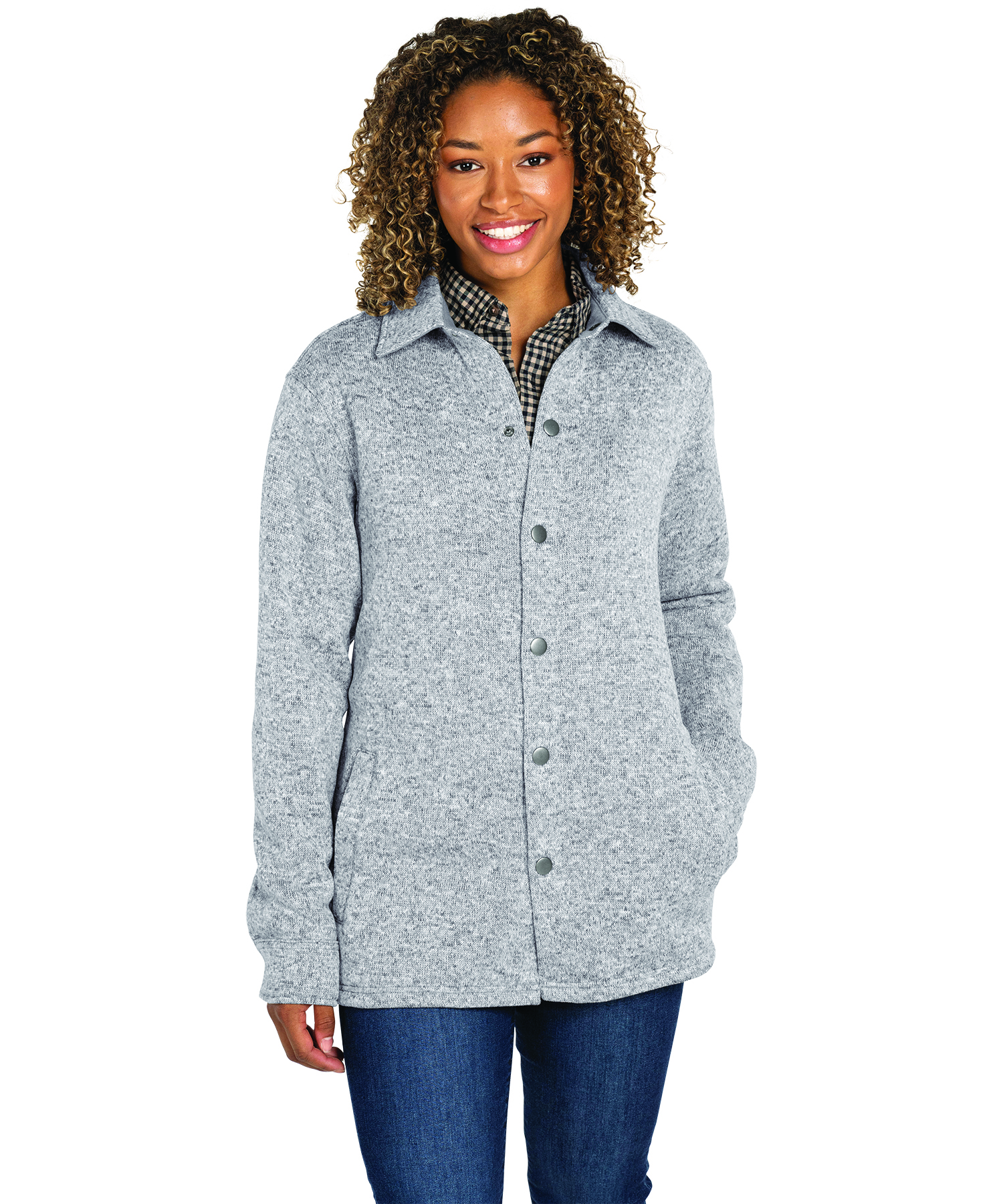 Heathered Fleece Snap Shacket 68