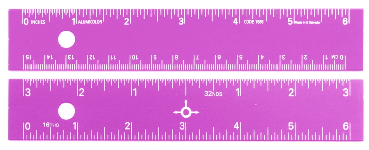 6" Straight Edge Aluminum Ruler with Center-Finding Back 14