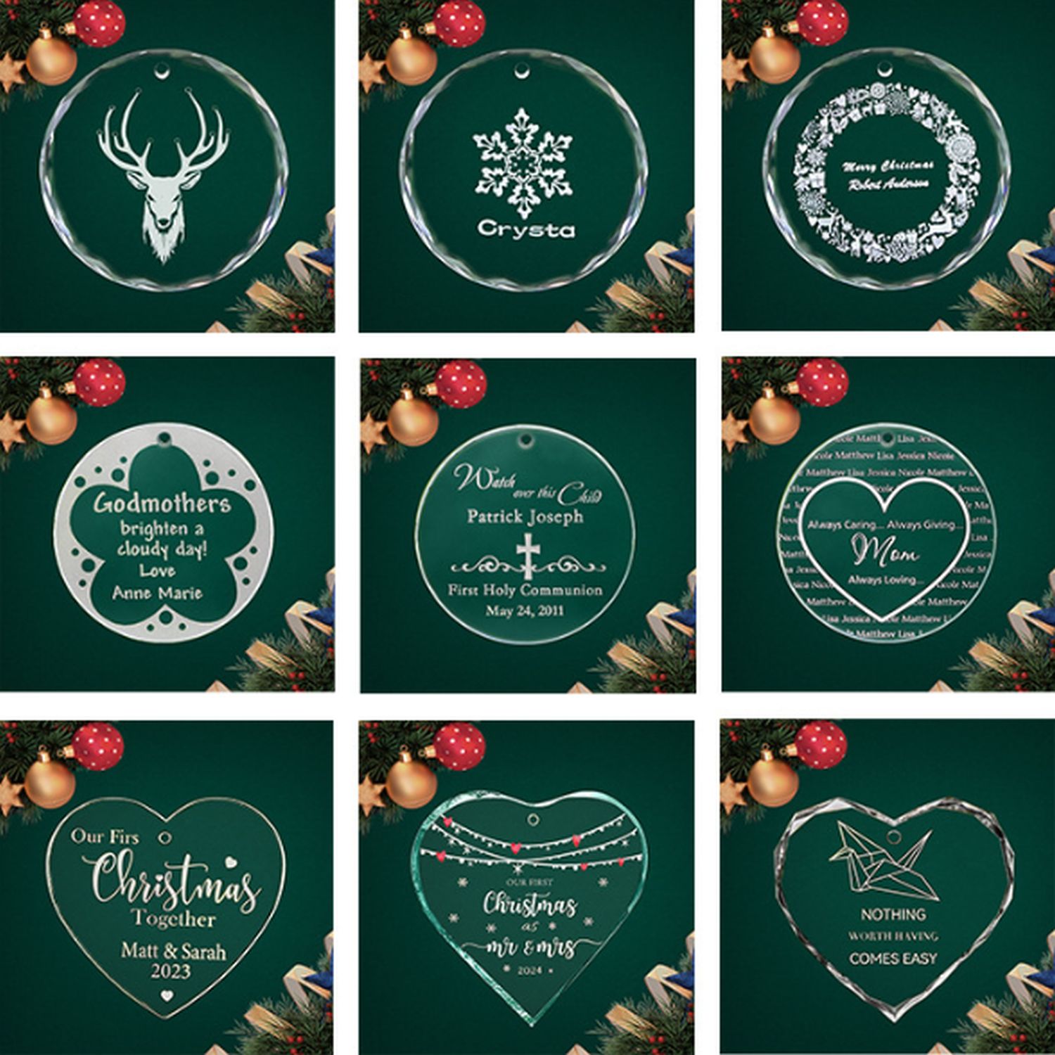 Personalized Crystal Christmas Ornament 2