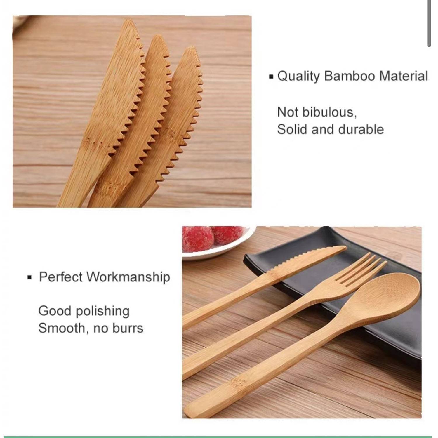 Travel 6 Pieces Reusable Bamboo With Pouch and a Carabiner 4