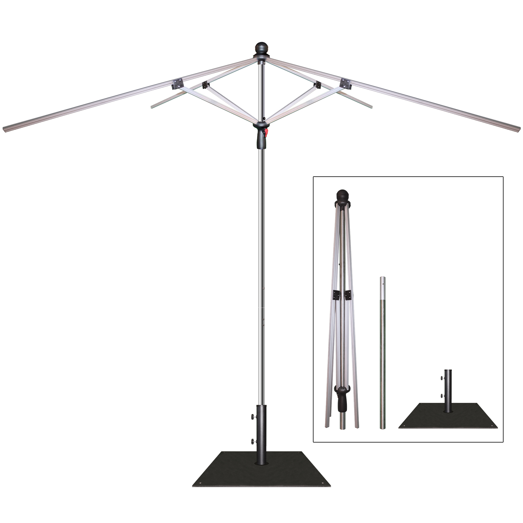 7.5' Heavy Duty Square Umbrella Kit with Valance and Steel Base 5