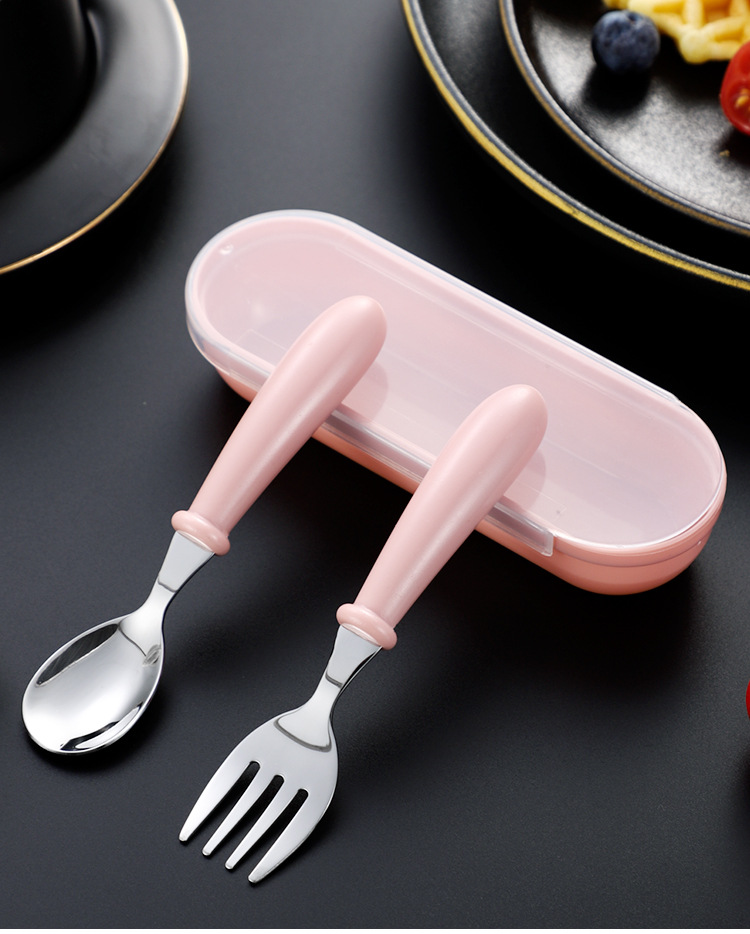 Safety Stainless Steel Toddler Fork Spoon Set 4