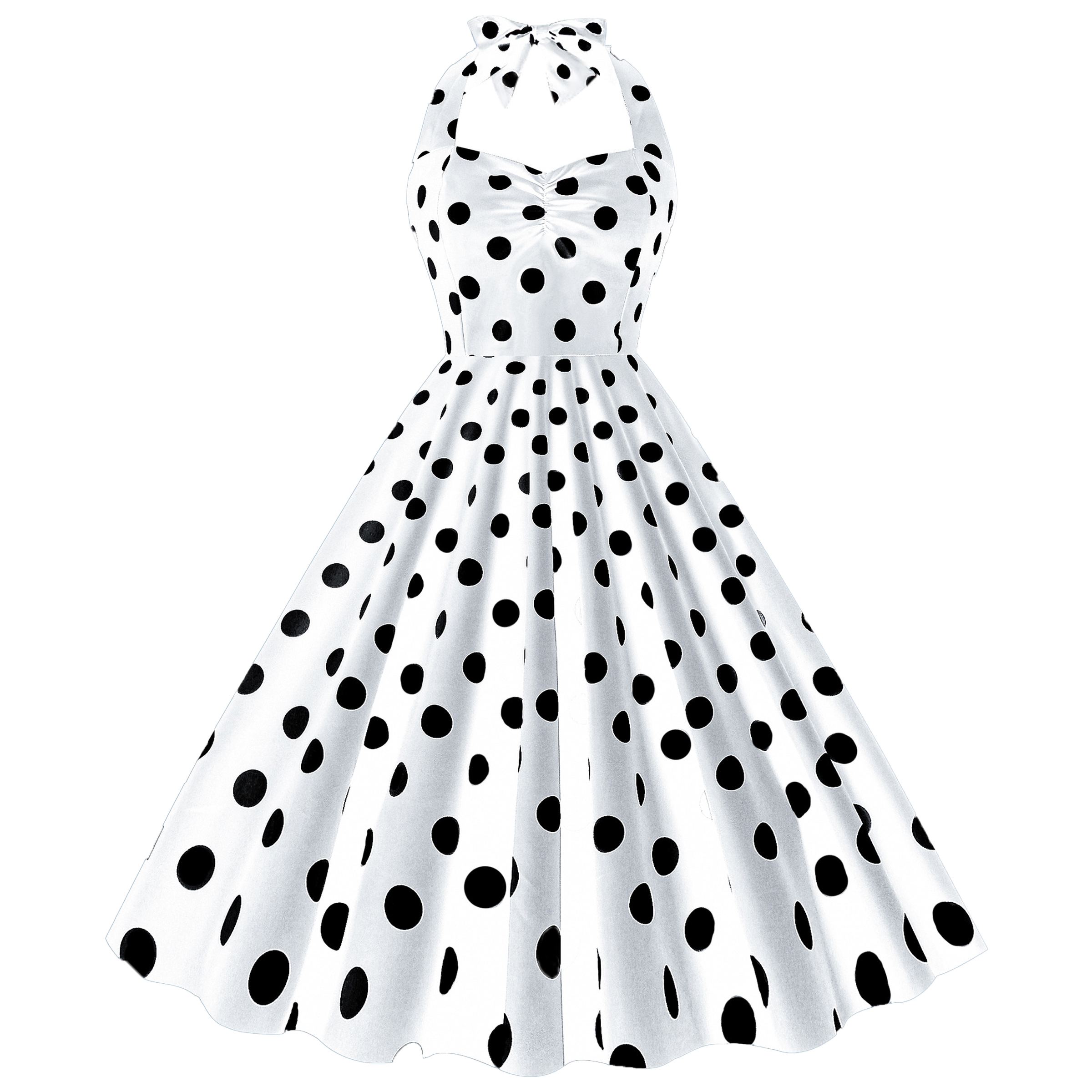 Polyester Retro Polka Dot Strapless Dress 5