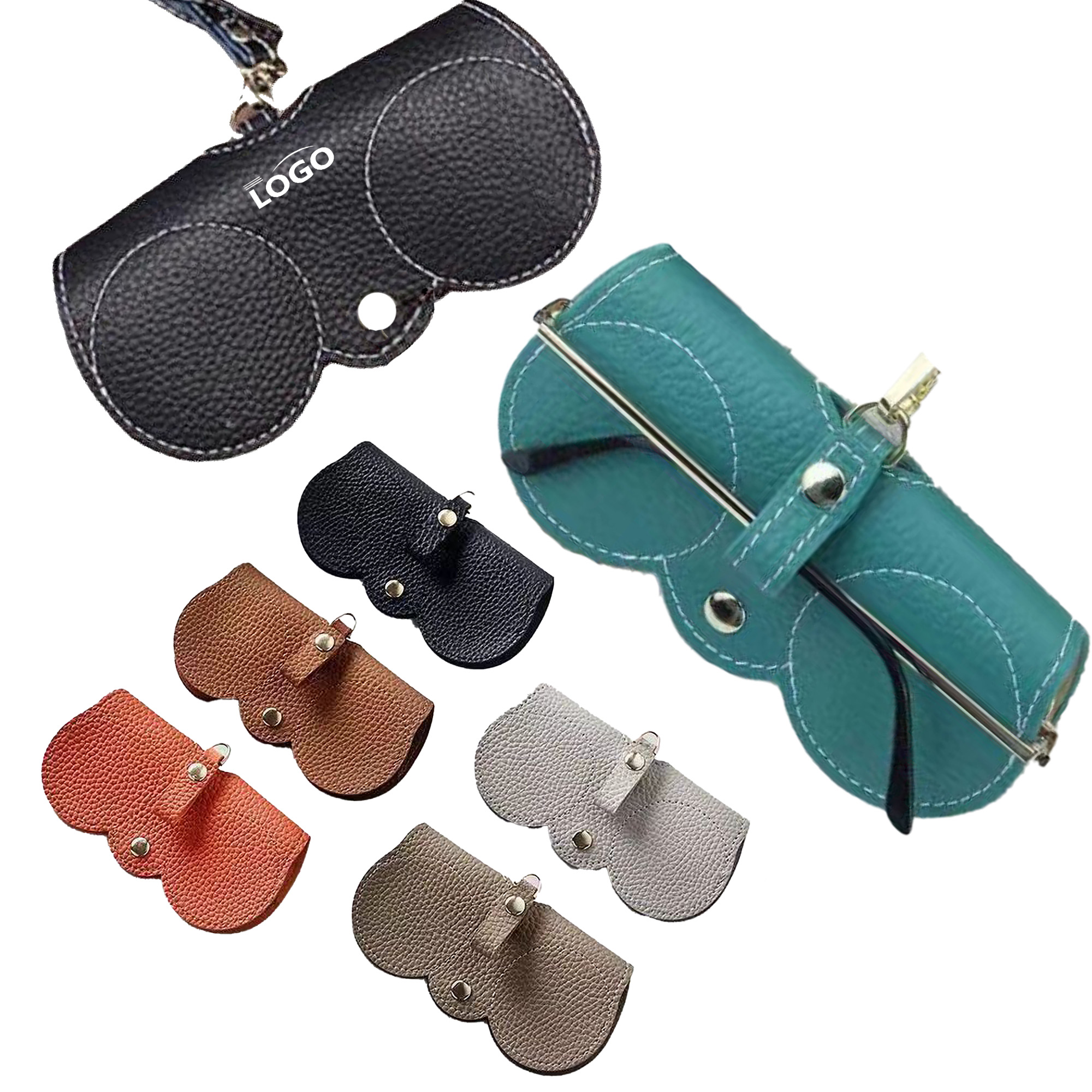 Soft Leather Fashionable Sunglasses Case Portable Pouch Clip 2