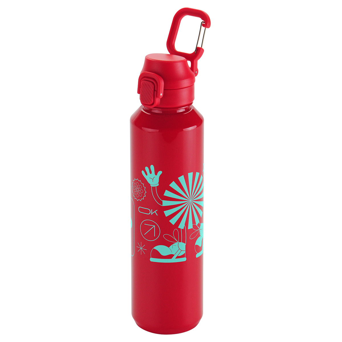 Switchback 27 oz RPET Bottle with Snap-Top Lid & Carabiner 11