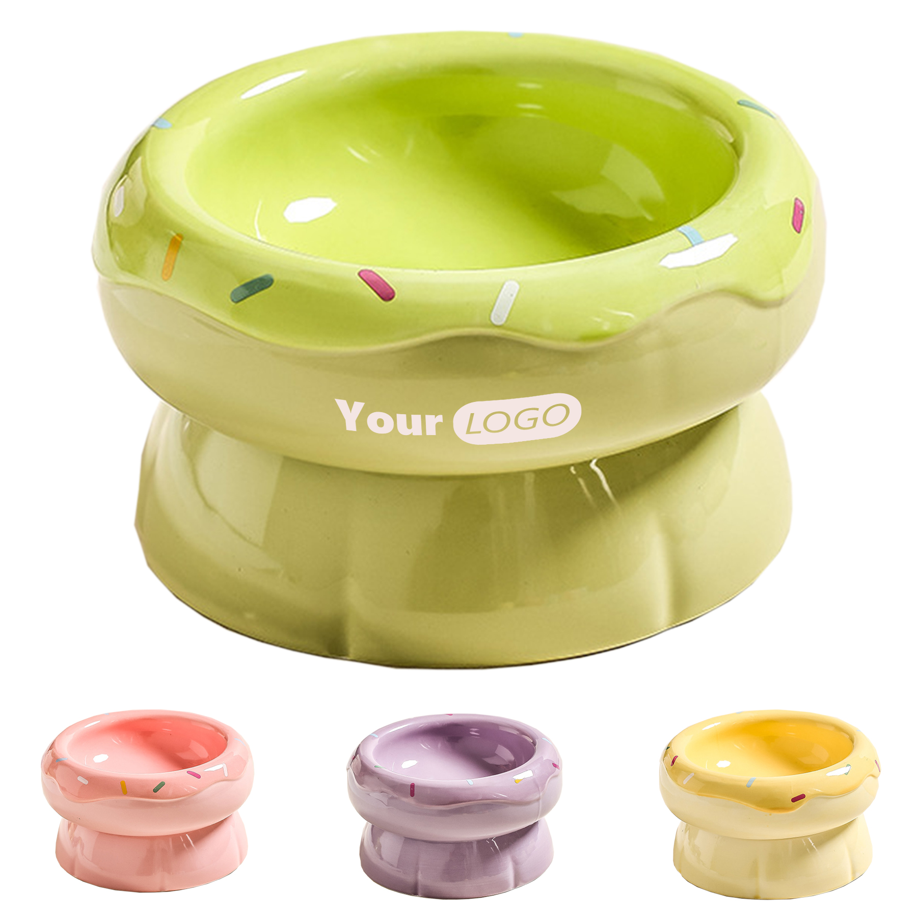 Ceramic Slanted Pet Double Bowl 2
