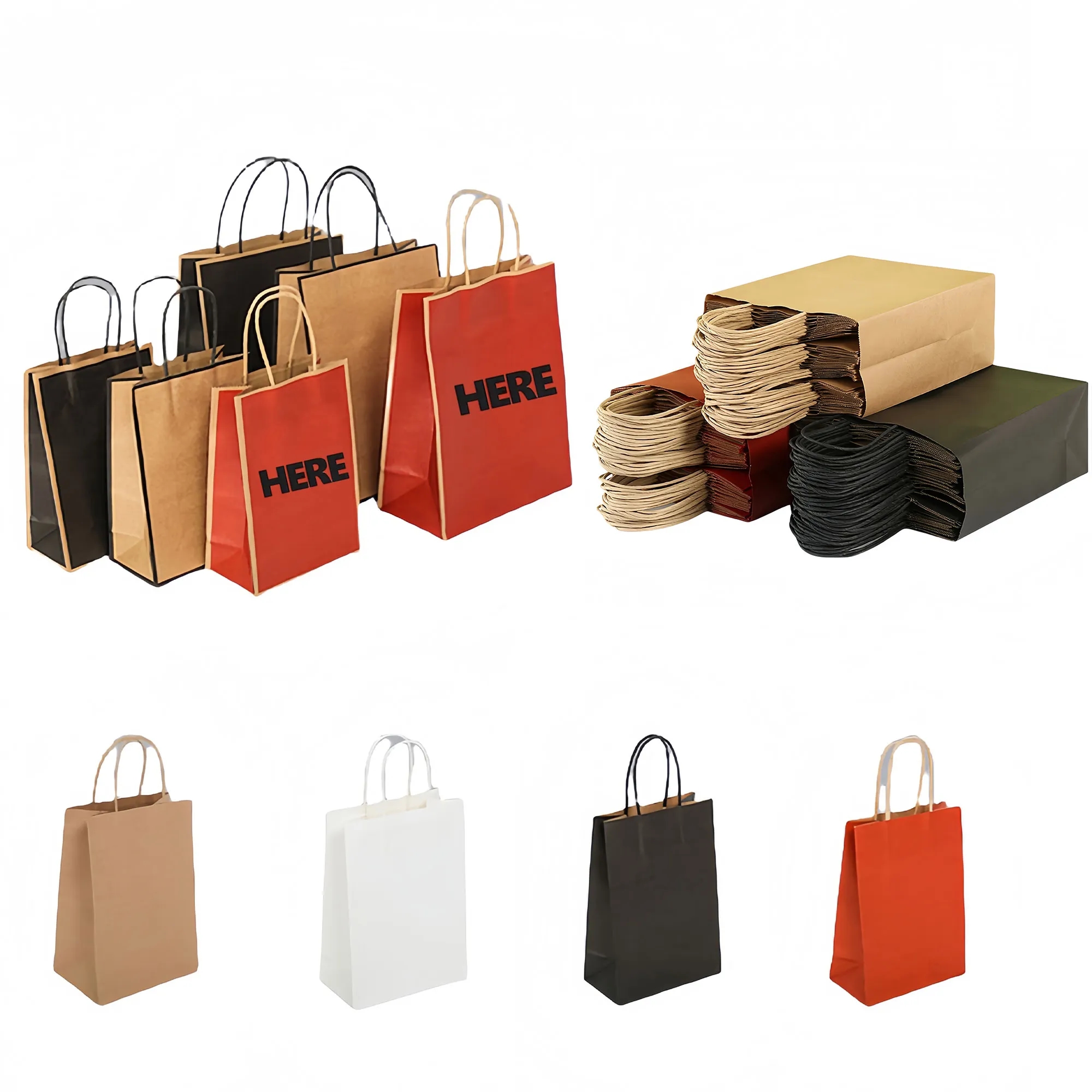 Premium Kraft Paper With Handles Takeout Carry Bags 2
