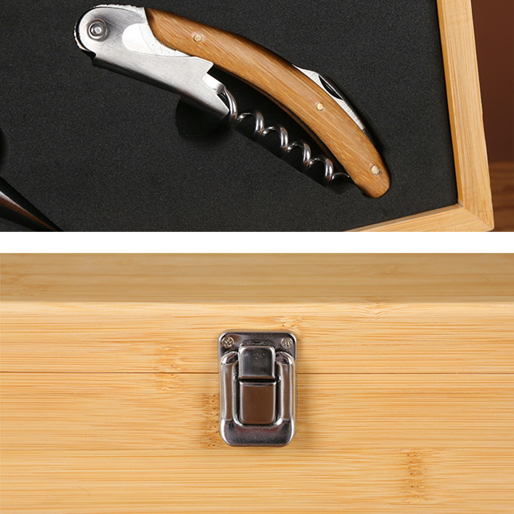 Wine Bottle Opener Bamboo Gift Box Set 4