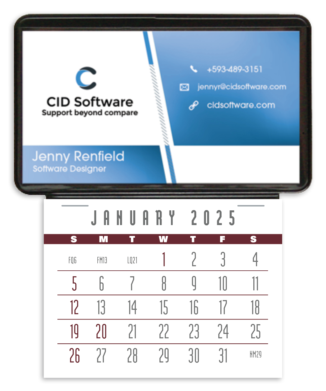 Press-N-Stick Business Card Holder No Imprint With Calendar Pad