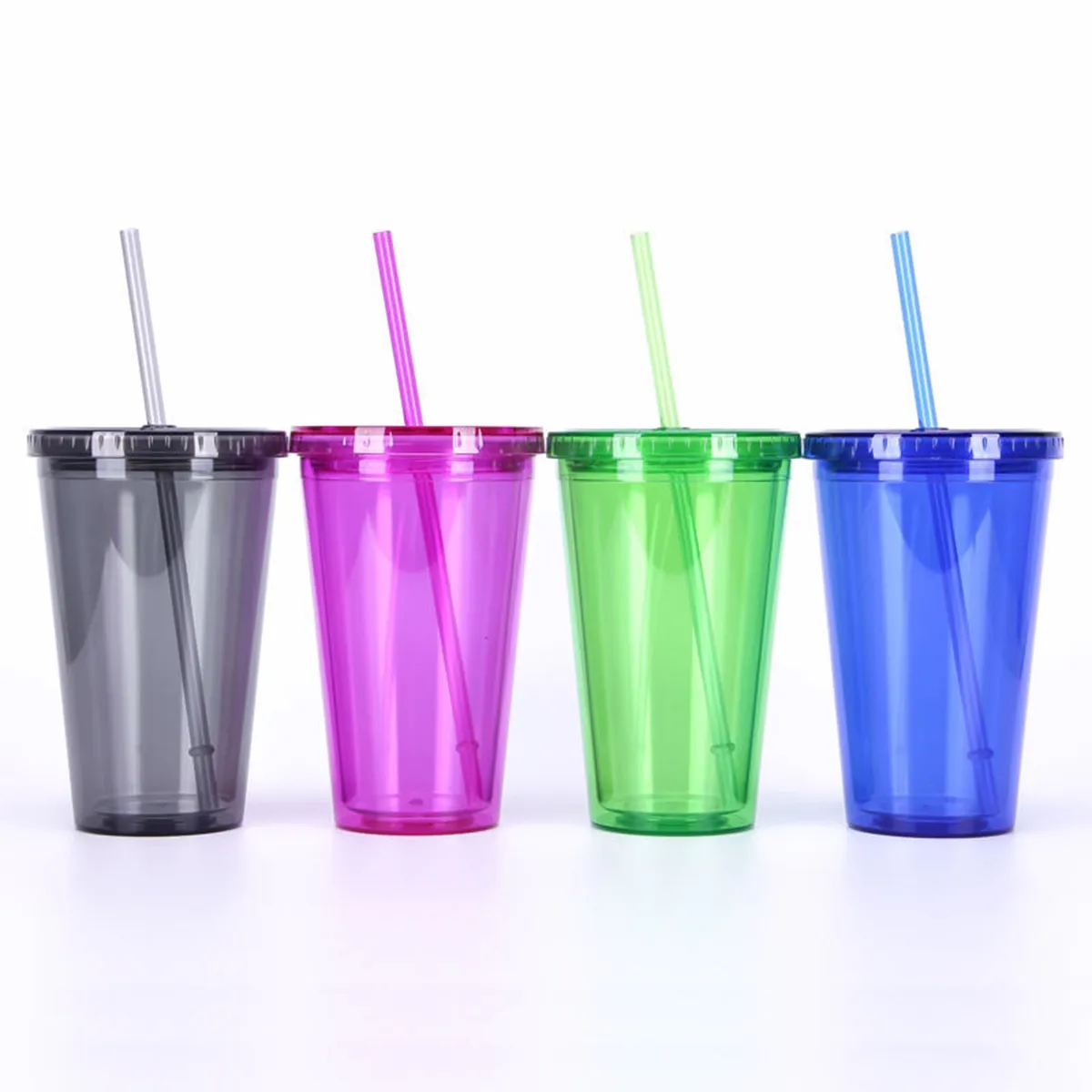 16 Oz. Acrylic Double-Wall Reusable Cup With Lid And Straw 7