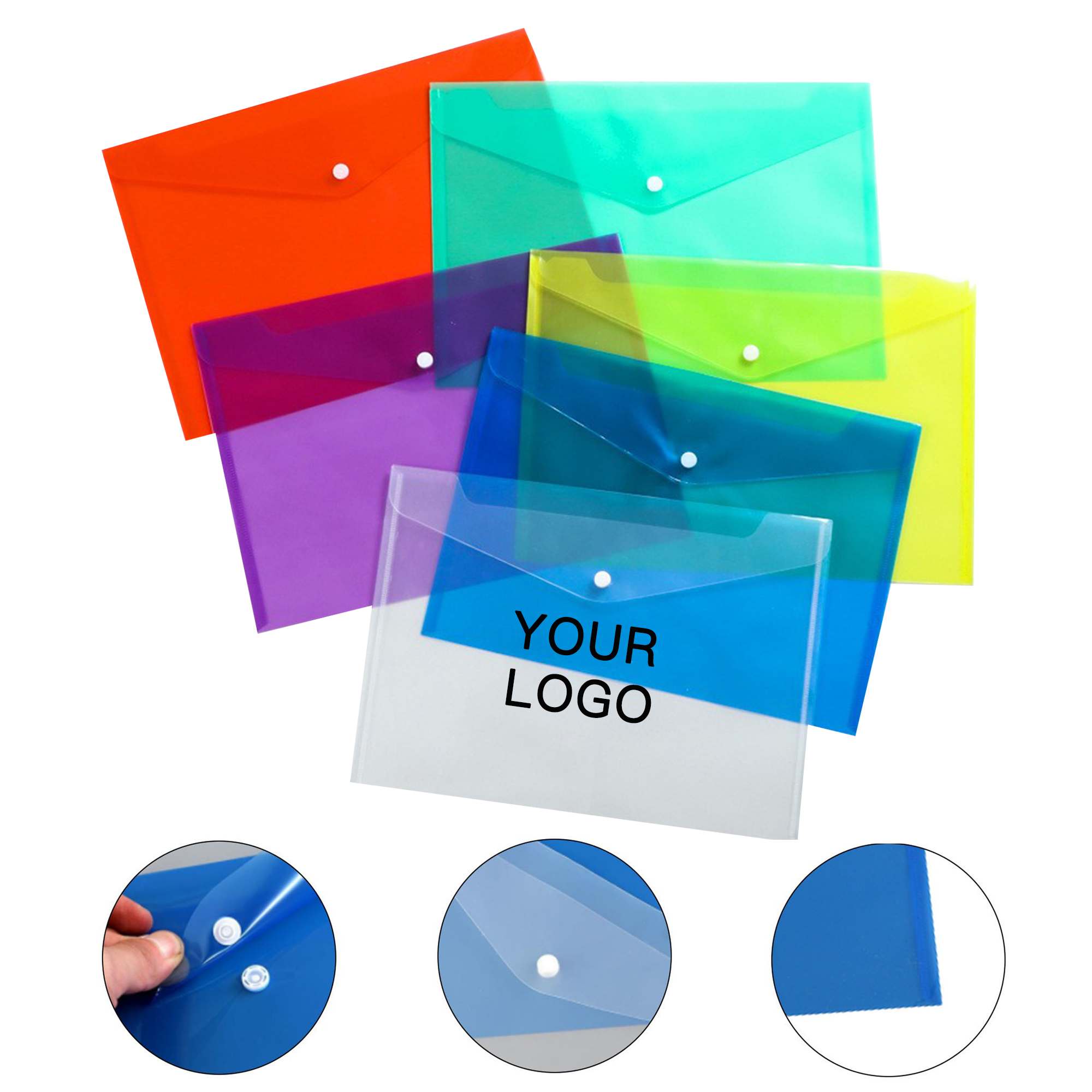 Clear Plastic PP Transparent Snap Button Document Folder 6