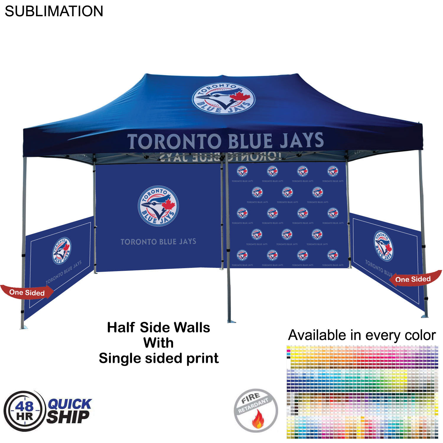 48 Hr Quick Ship - Half Side Wall for 10x20 Tent Kit, Sublimated, Single Sided Print 2