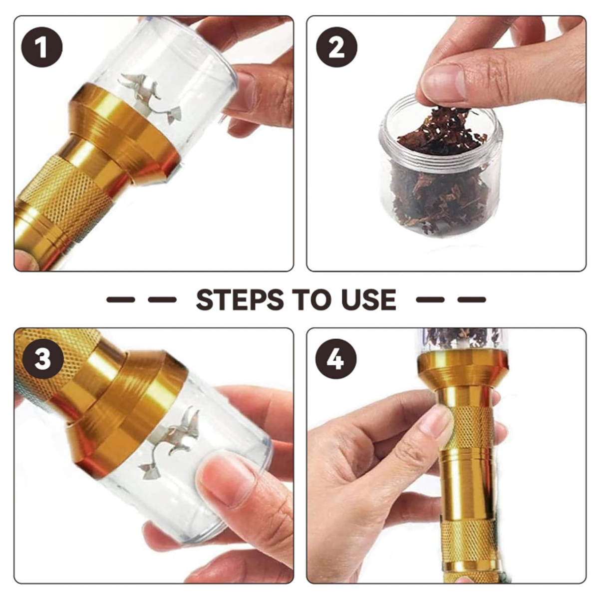 LED Flashlight Grinder Combo with Metal Body and Jar Base 5