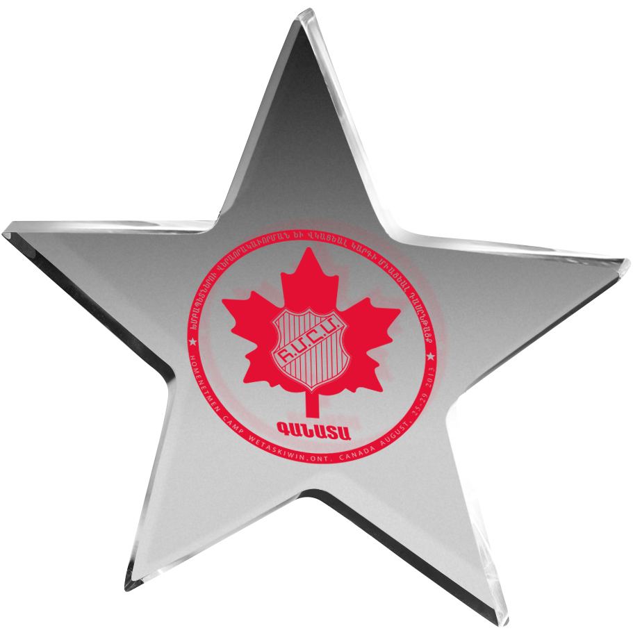 Clear Star Acrylic Paper Weight (5"x 5"x 3/8") Screen-Printed