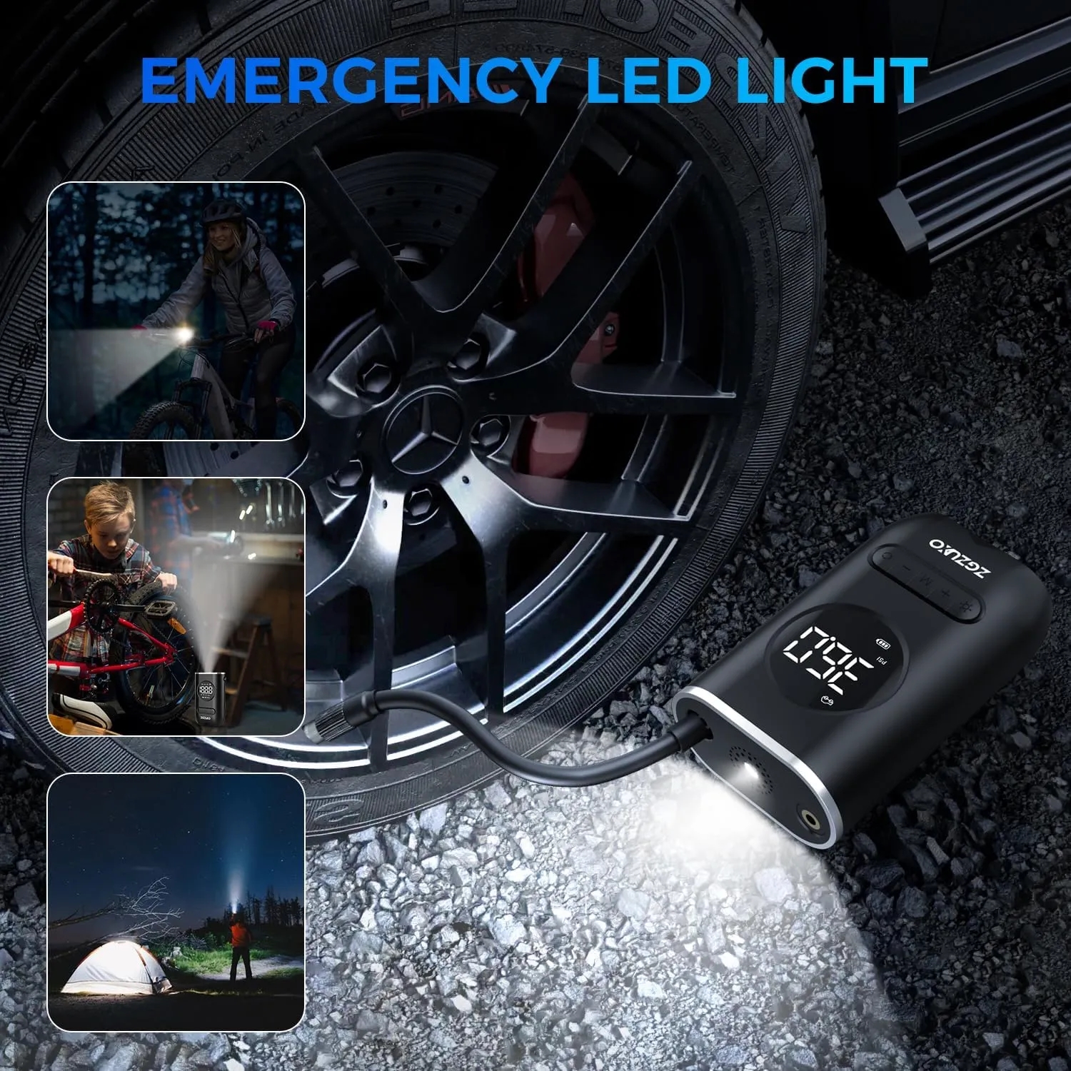 150PSI Cordless Air Pump for Car Tires with LED Light 2