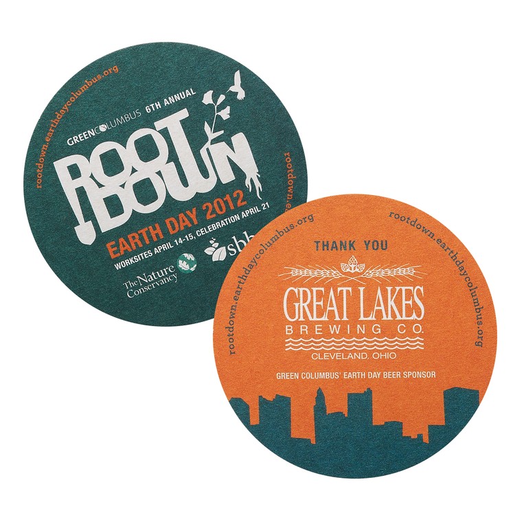 55-60 Point. 4" Pulp Board Coaster - Round or Square 1