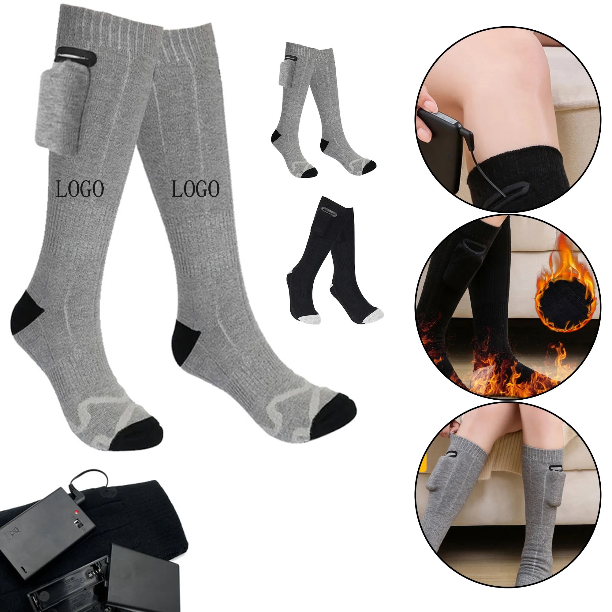 Long Thick USB Charging Heating Socks 4