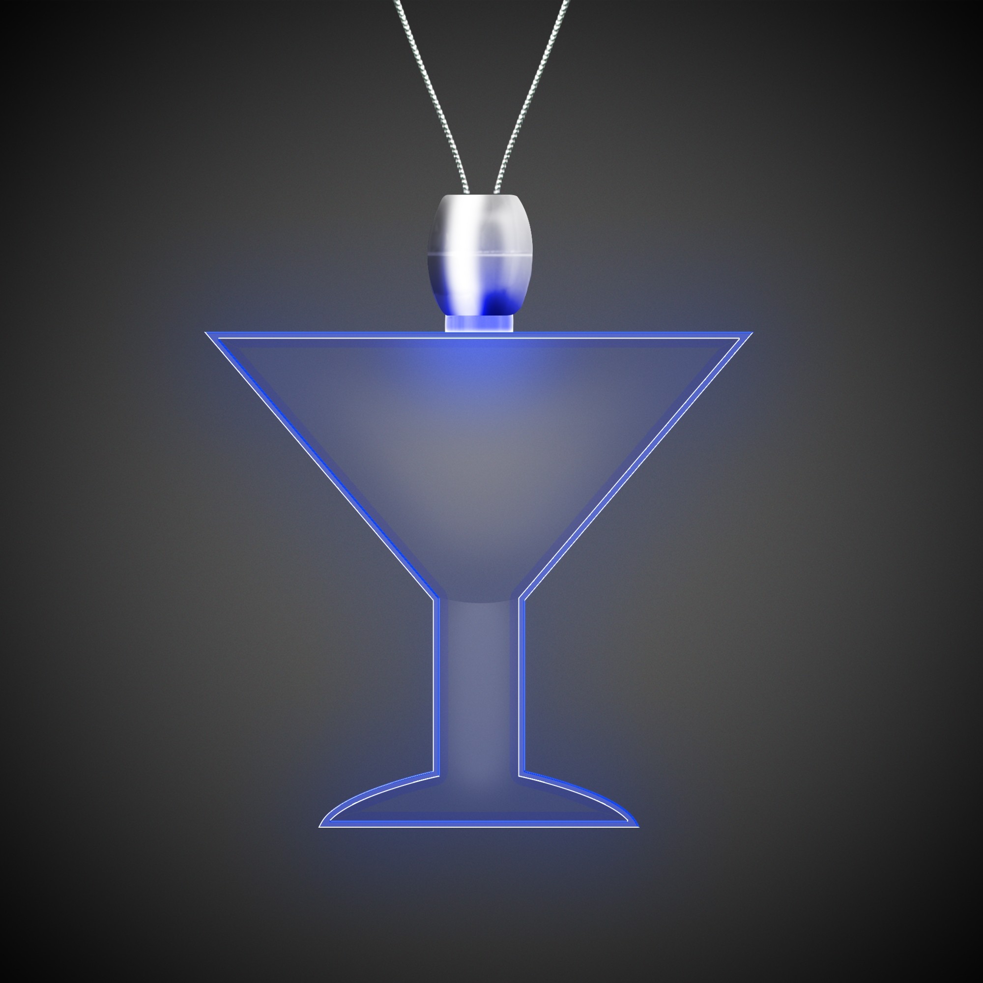 Martini Glass Blue Light-Up Acrylic Pendant Necklace