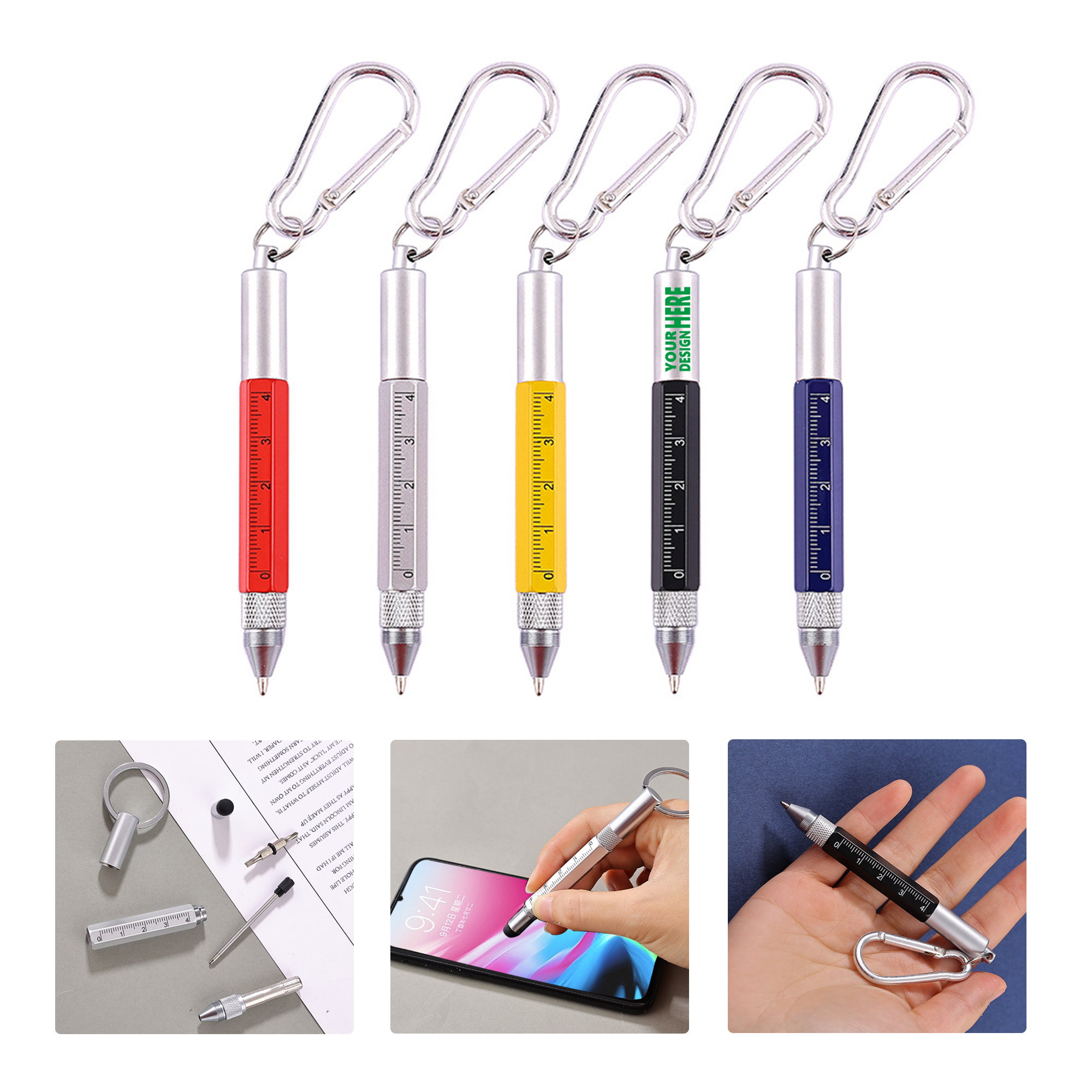 MOQ 50 Multifunctional Keychain Tool Pen with Ruler and Bottle Opener 3