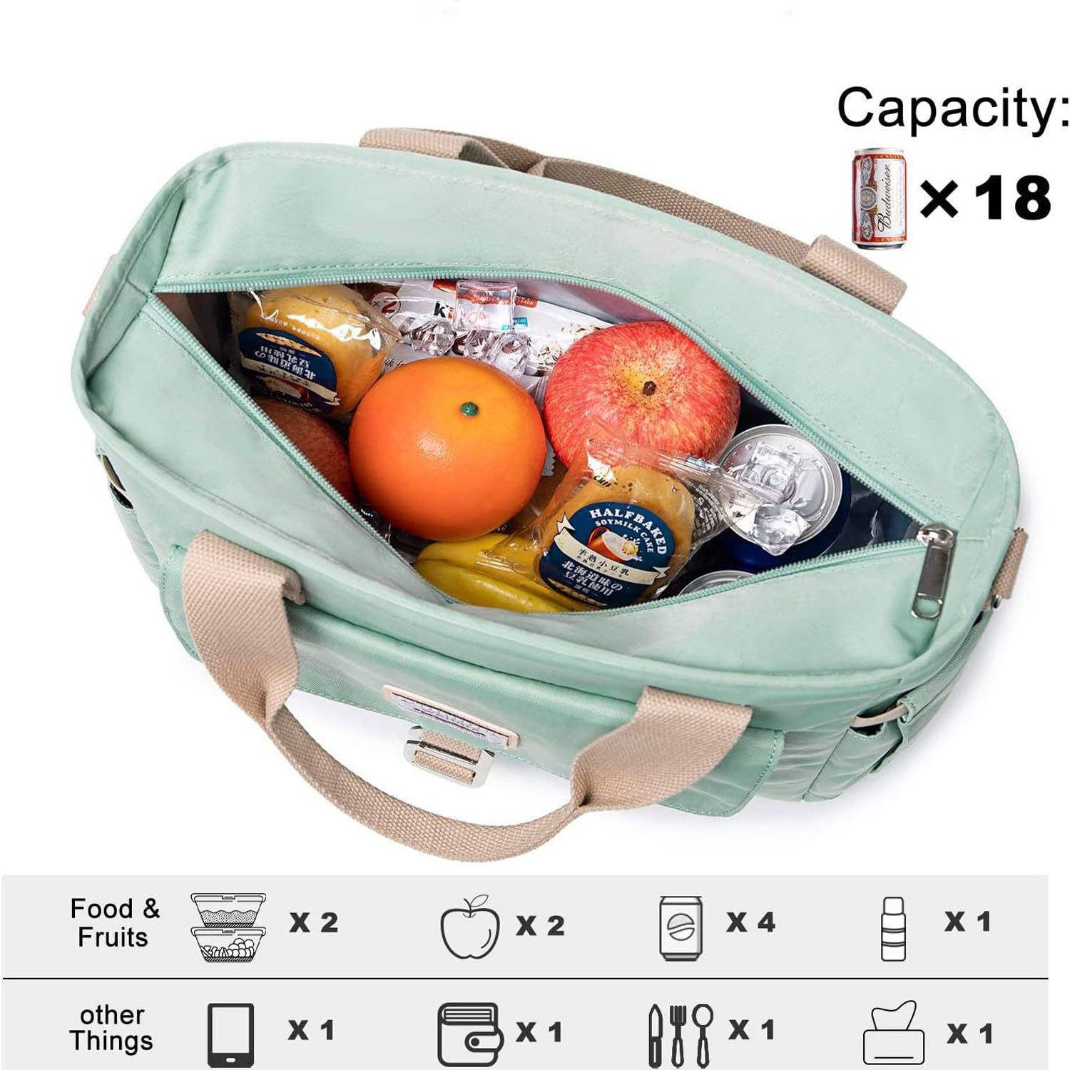 18 Can Oxford Insulated Cooler Lunch Bag w/ Pockets 8