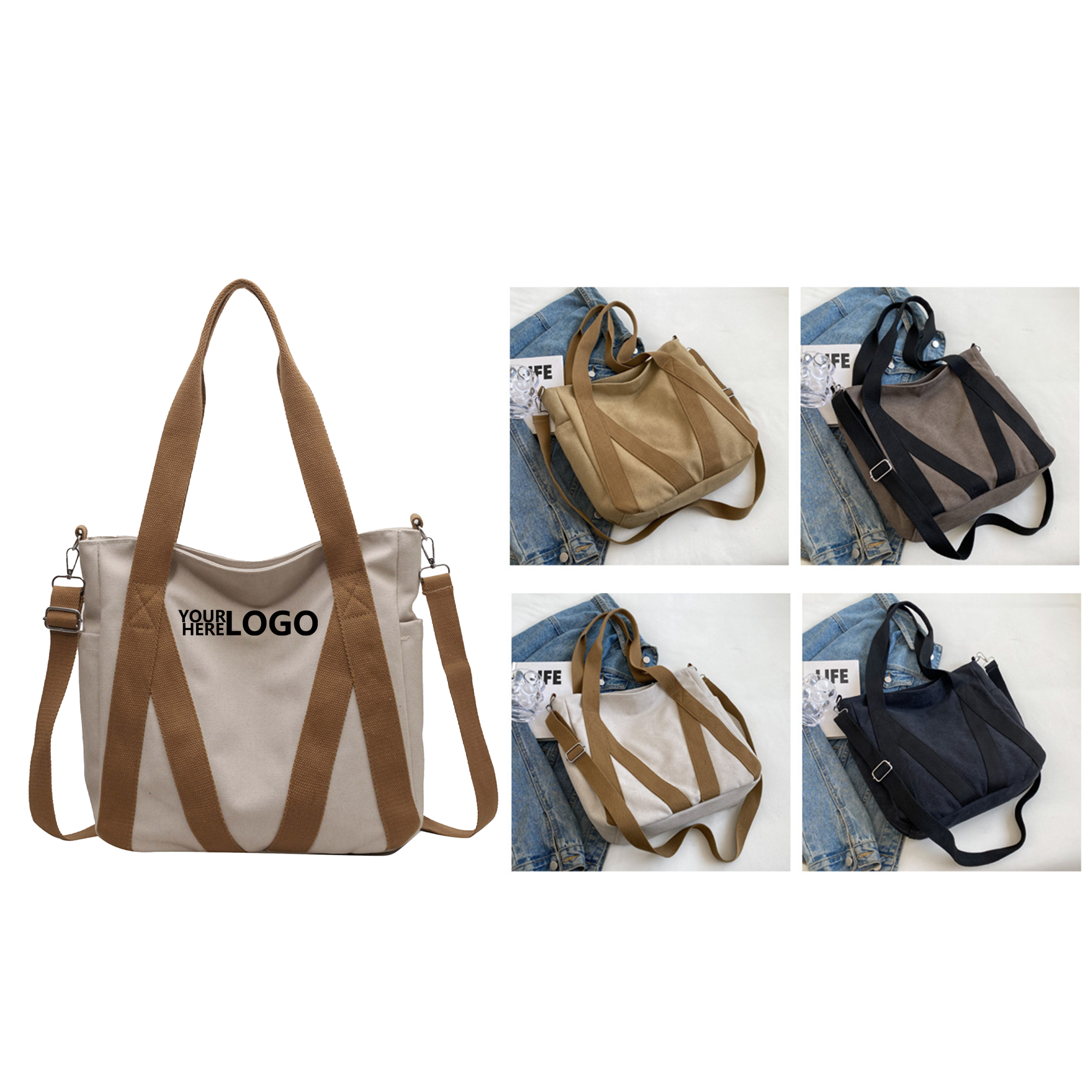 16oz Retro Canvas Shoulder Tote 2