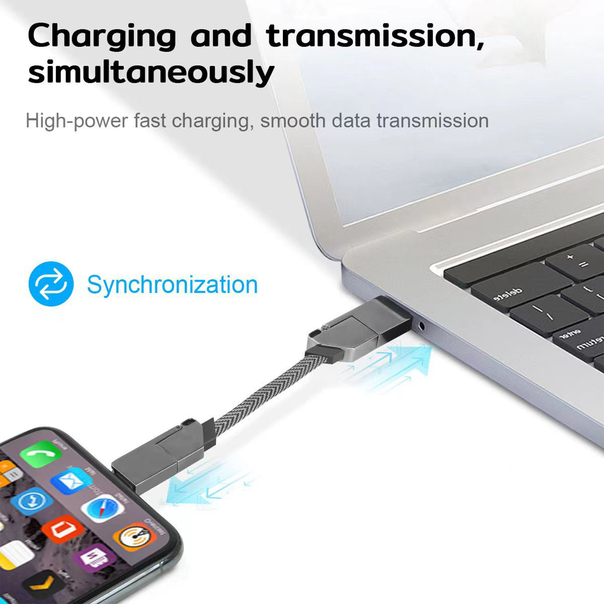 Zinc Alloy Portable 6-In-1 Multi Interface Keychain With Data Cable 2