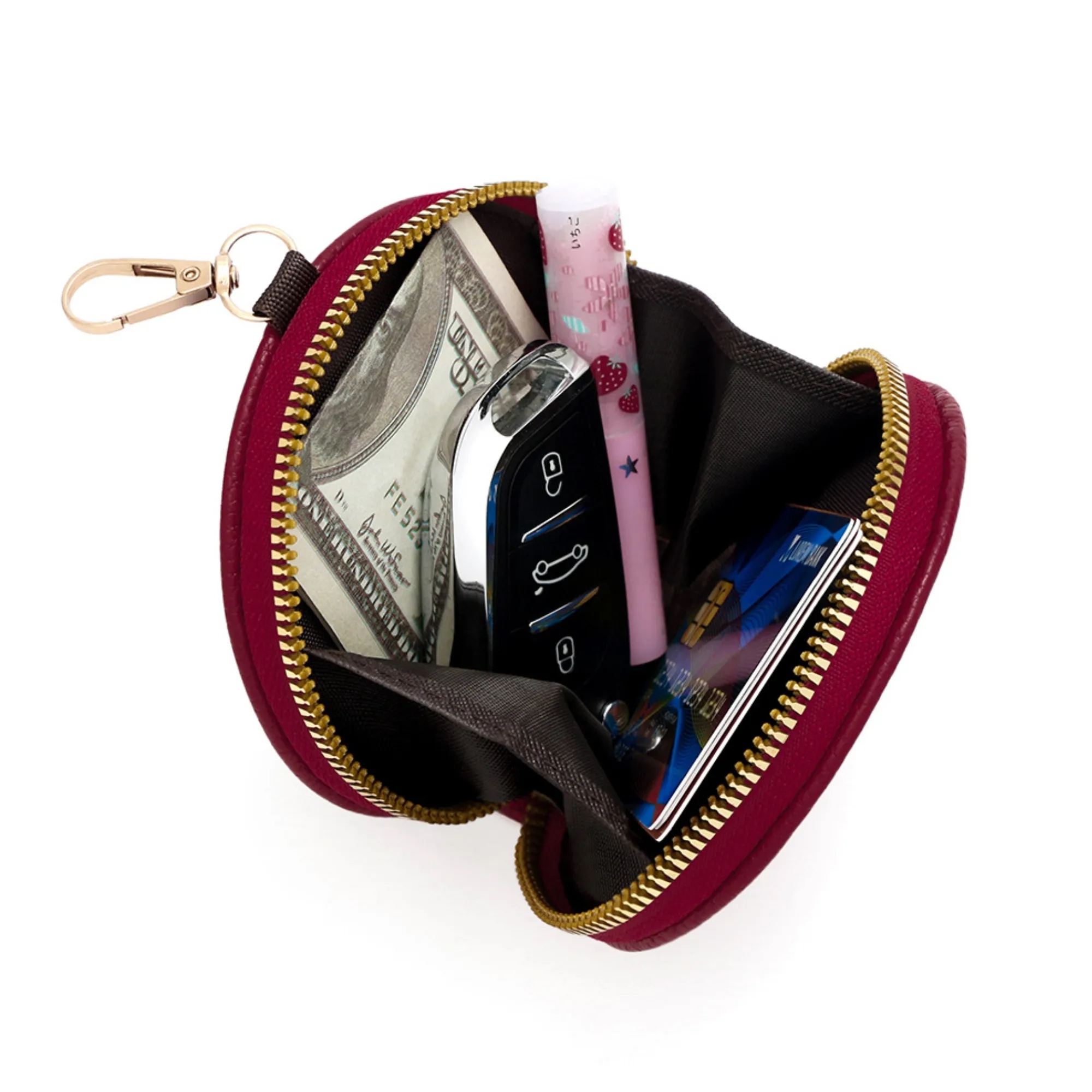 Zippered Coin Purse Wallet Card Pouch With Keychain 6