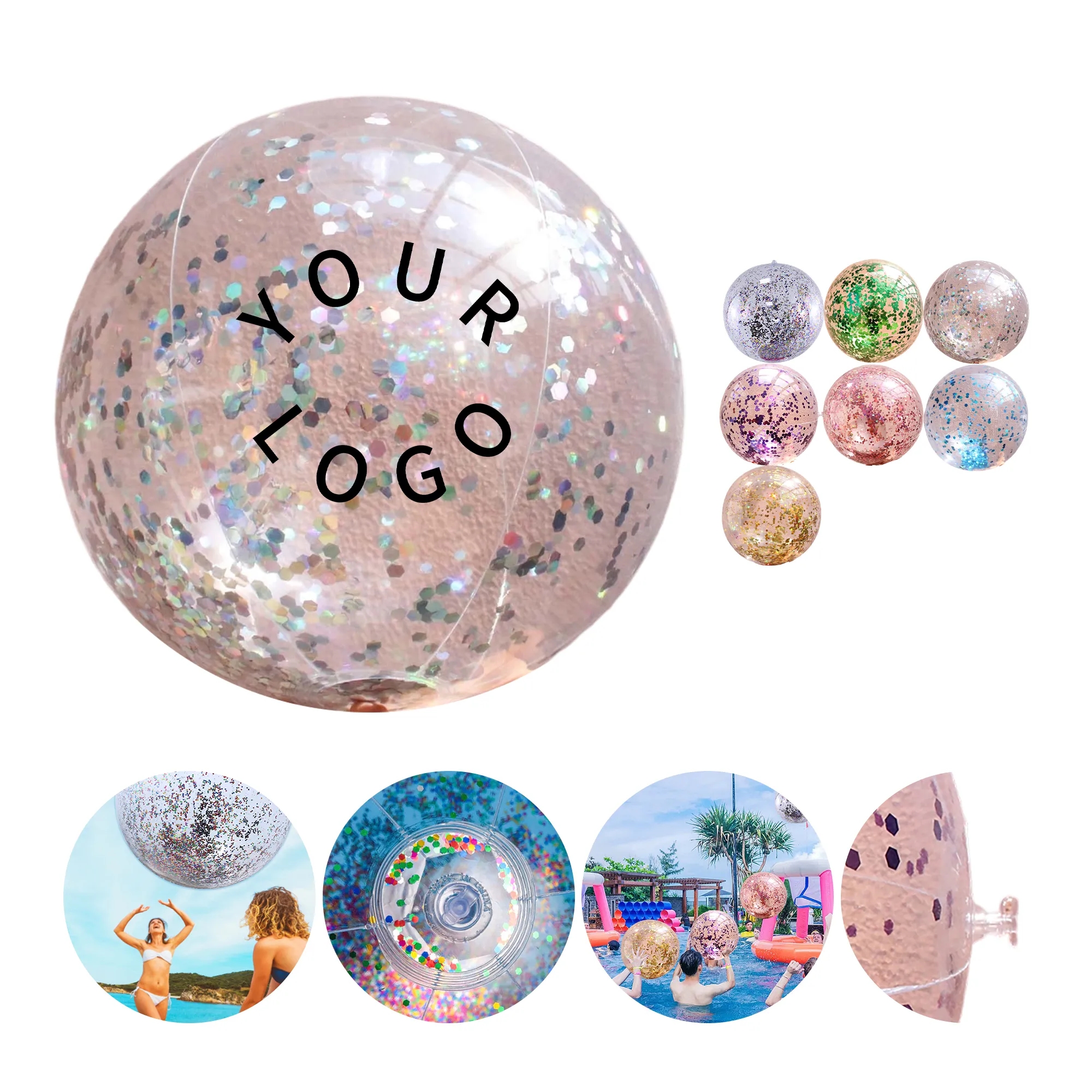 MOQ 50 Sparkle-Filled Beach Ball 4