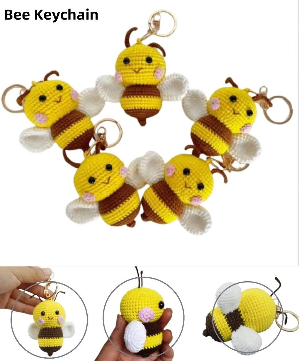 Handmade Crochet Bee Keychain 3