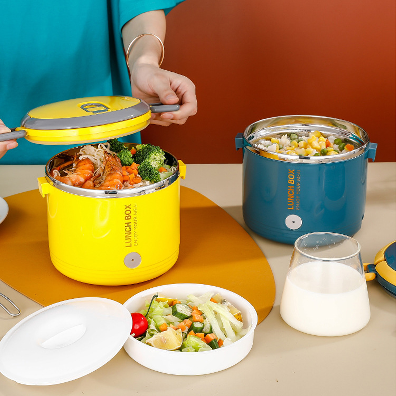 Home Car Insulation Electric Stainless Steel Lunch Box 5
