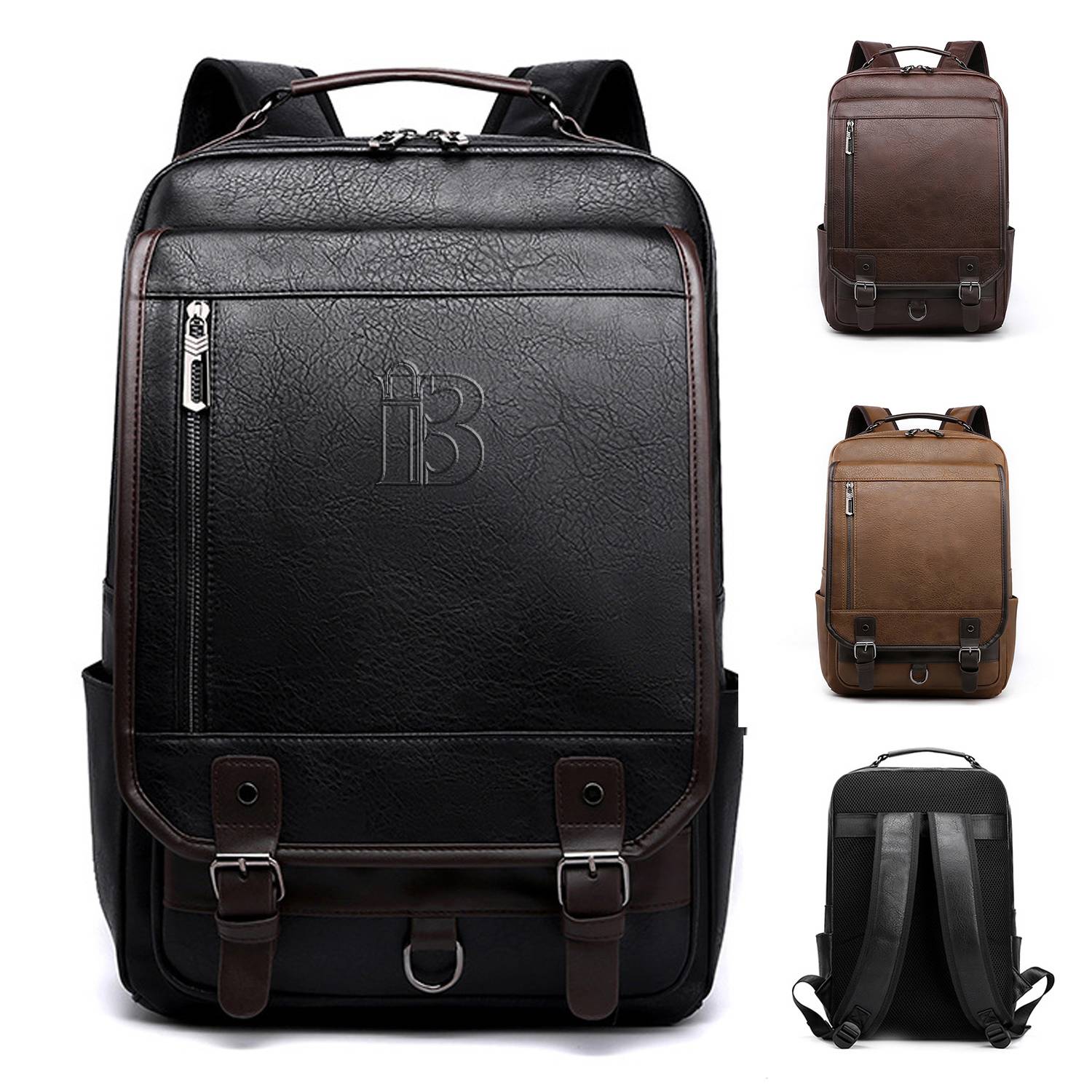 PU Leather Multi-function Retro Casual Backpack 1