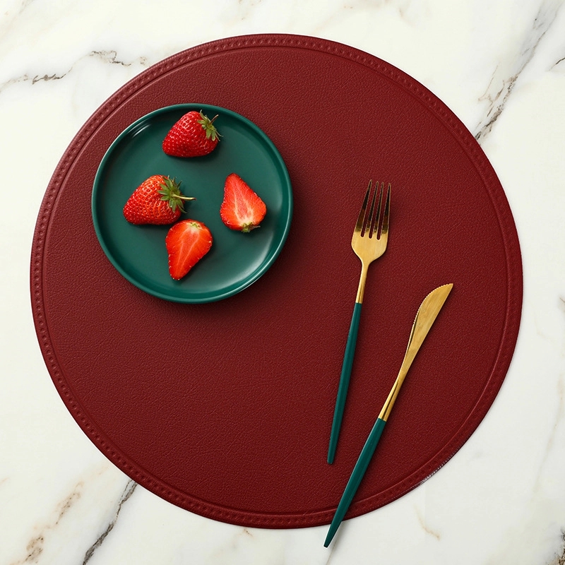 Custom Round PU Leather Table Placemat & Dining Meal Pad 3