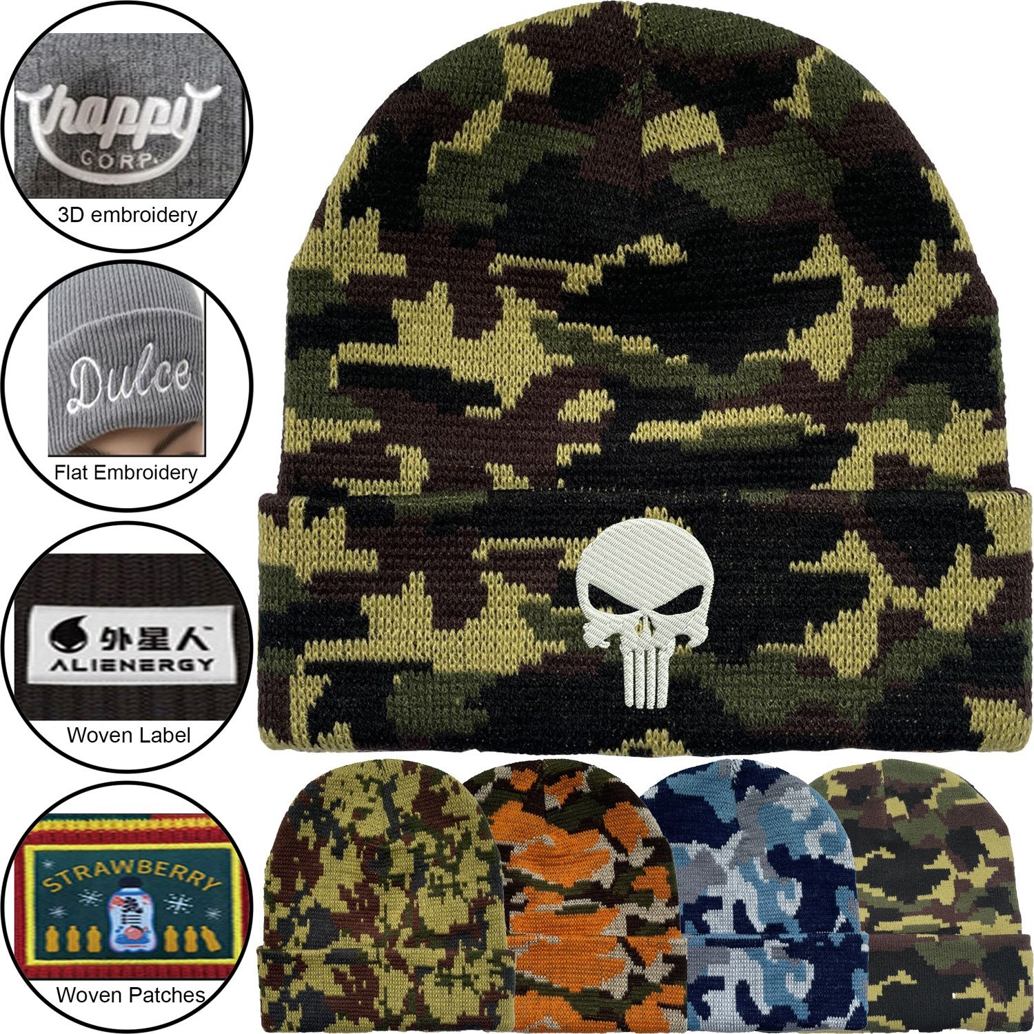 Unisex Camouflage Knitted Cuffed Beanie 3