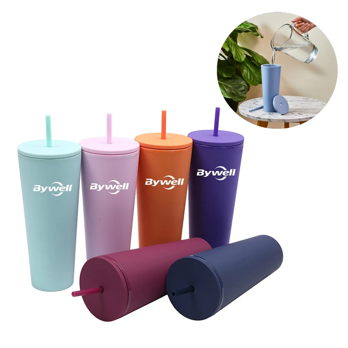 26OZ Plastic Tumbler Iced Cup With Straw 2