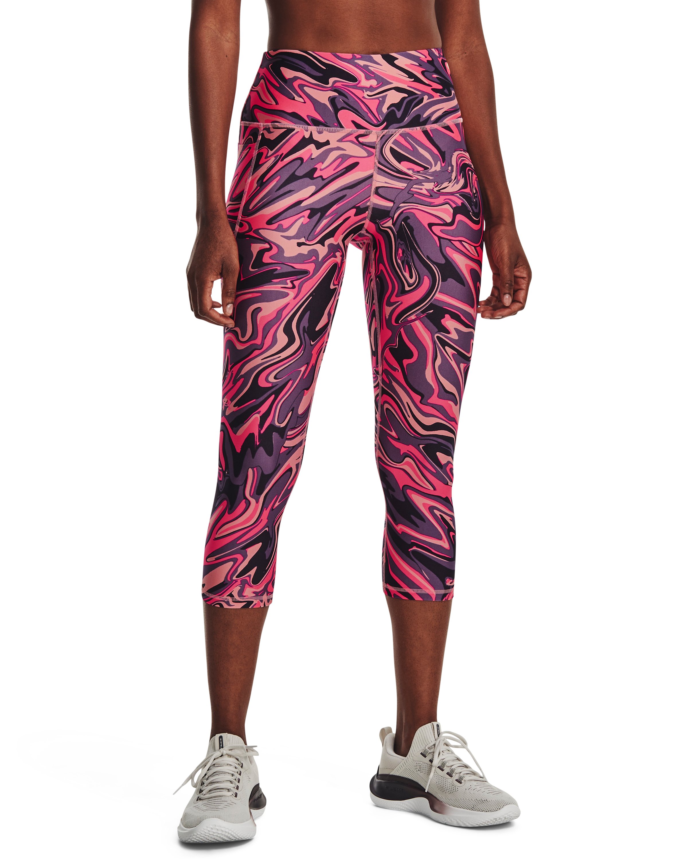 Women's HeatGear No-Slip Waistband Printed Capris 2