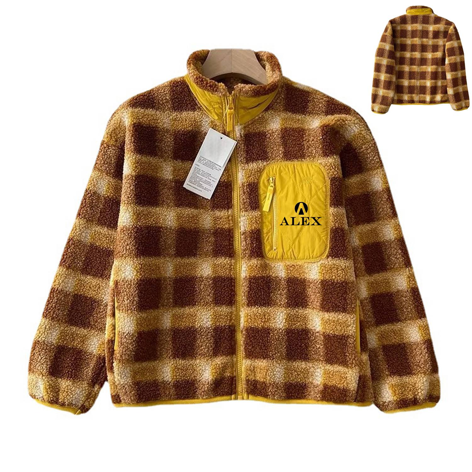 Spring Loose Standing Collar Windproof Lamb Fleece Overcoat 2