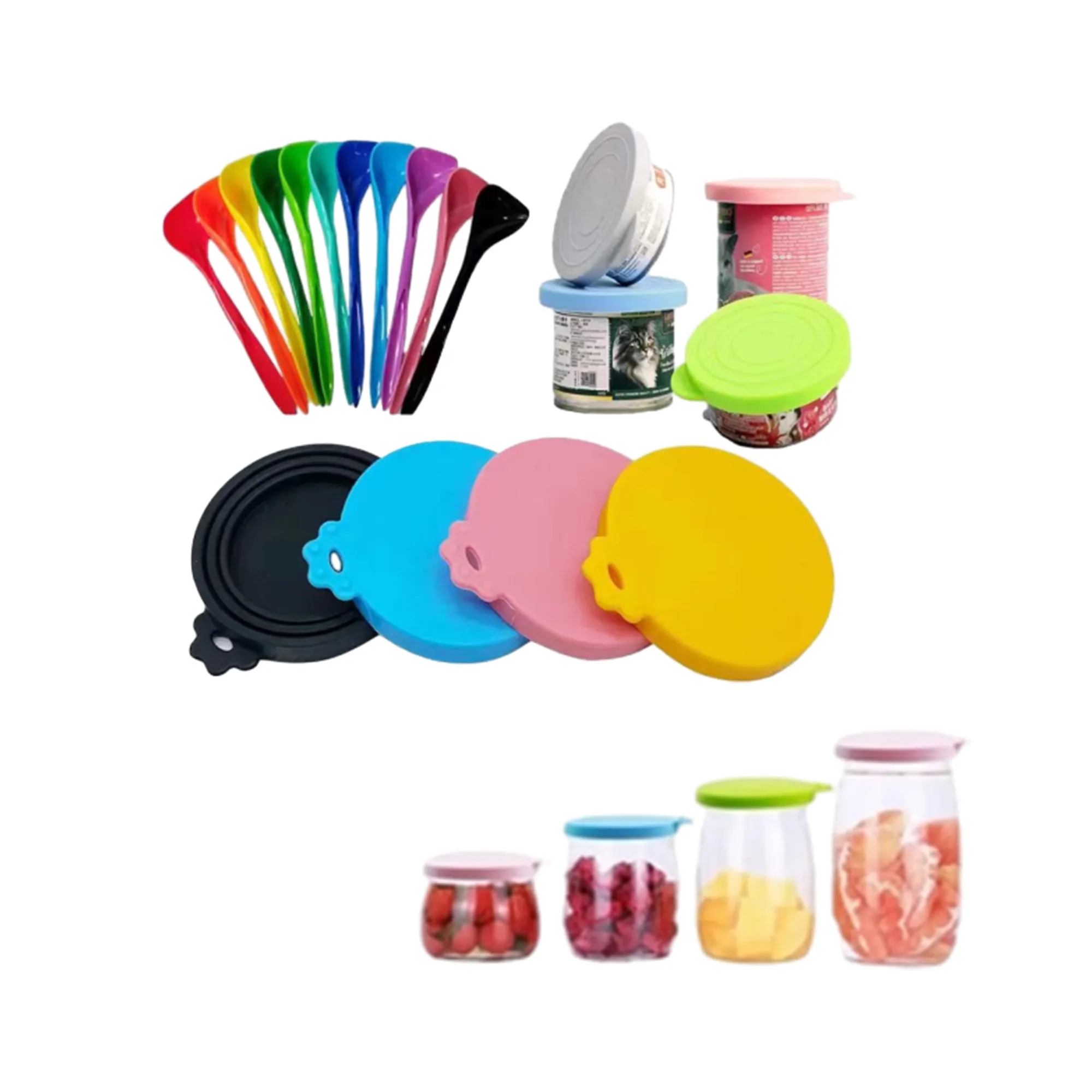 Three-In-One Silicone Food Can Lid With Spoon 3