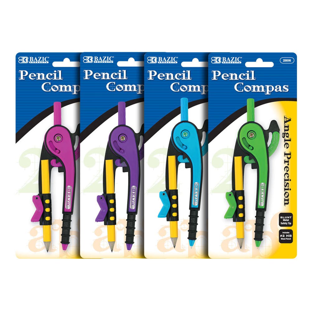 Math Compasses - Scale Arm #2 Pencil Included Assorted Colors 2