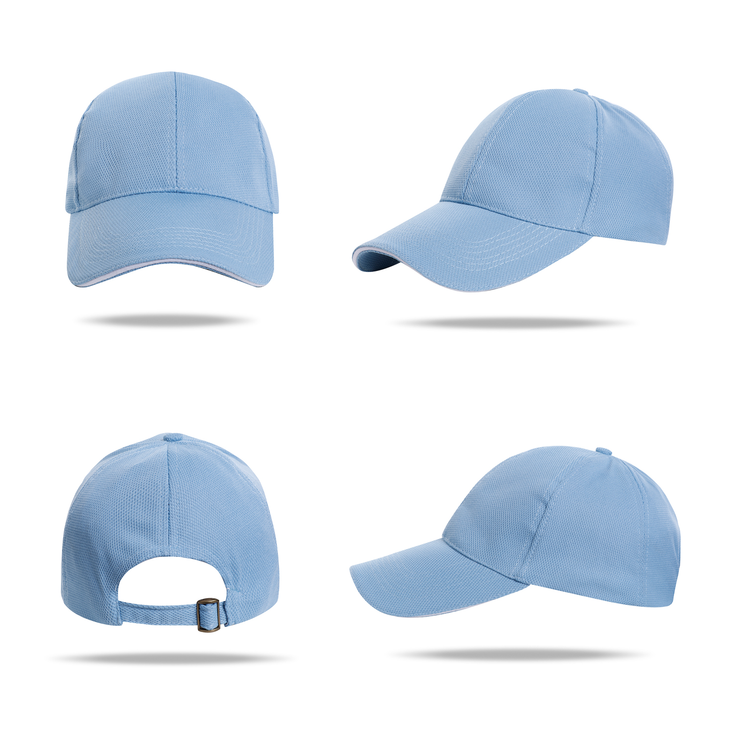 Stock Solid Color Quick Dry Poly 6 Panel Cap w/Single Buckle Back Fastener 7