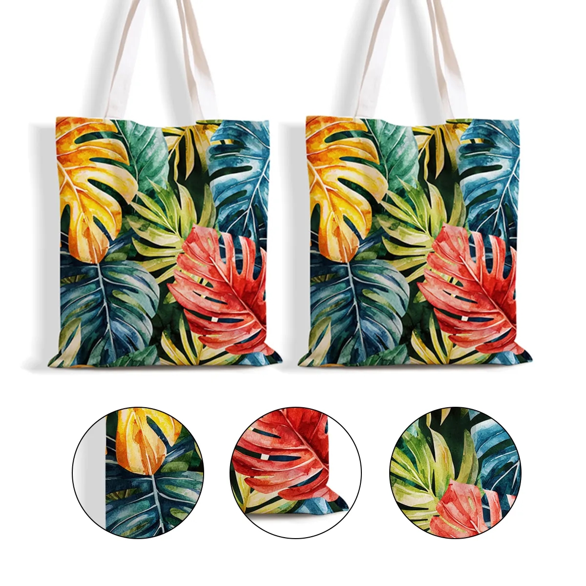 Tropical Print Canvas Tote For Beach And Travel, custom tote bag with logo imprint 5