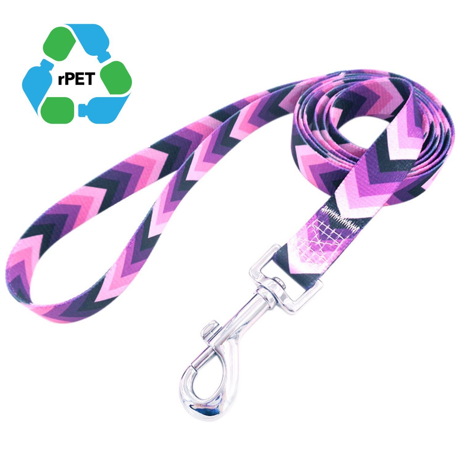 1"W x 72"L rPET Eco-friendly Sublimation Pet Leash w/ Metal Carabiner