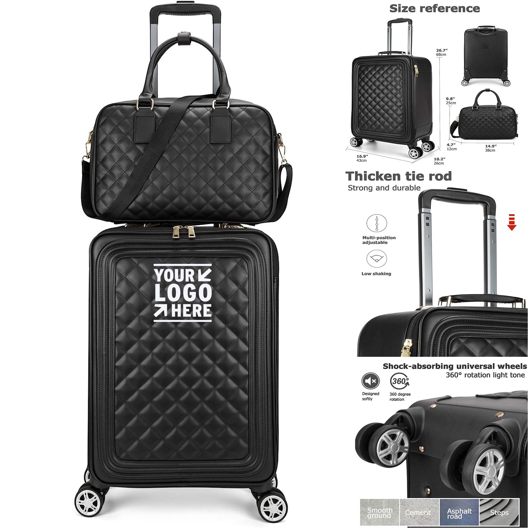 Softside Durable PVC Travel Spinner Wheels Lightweight 24Inch Luggage Sets 3