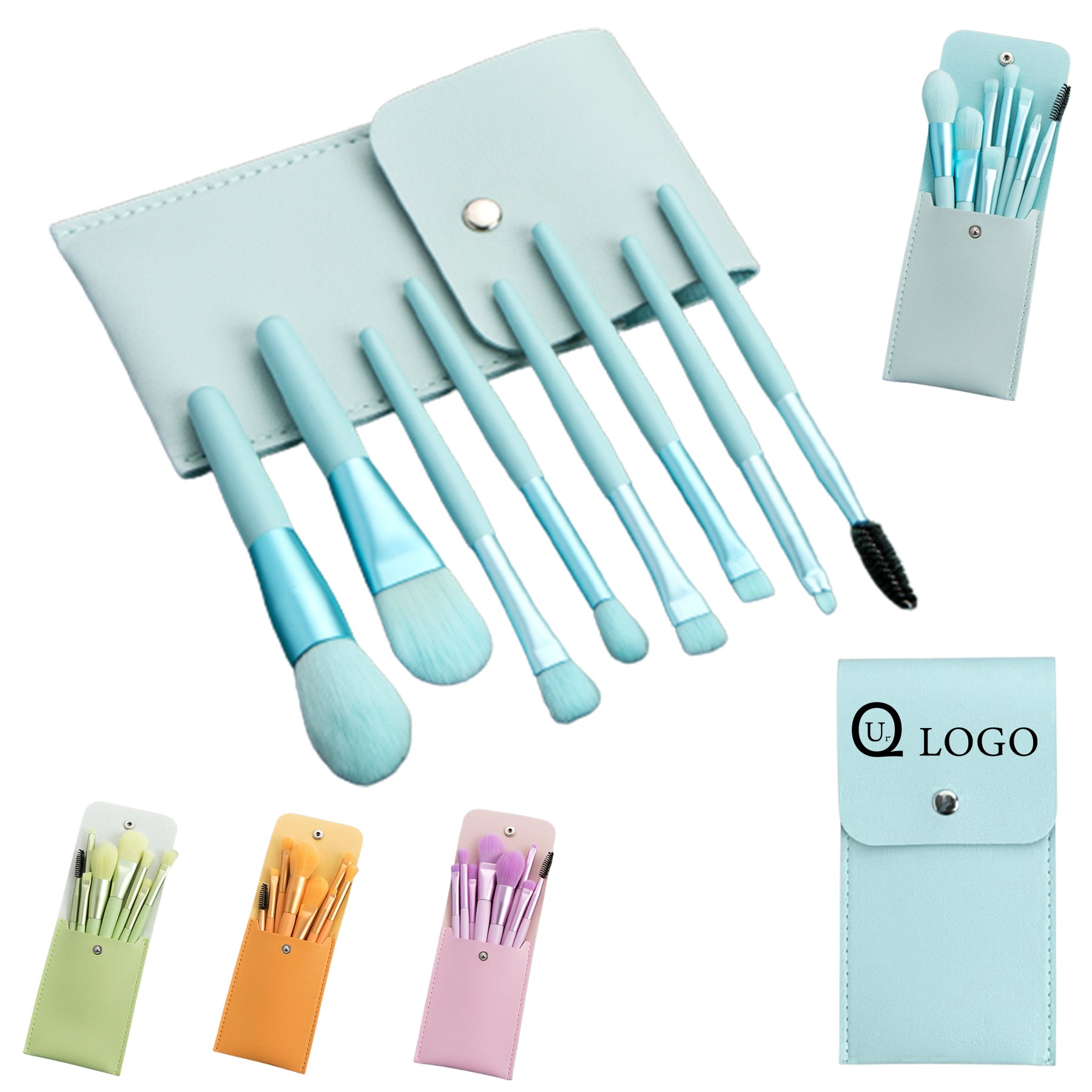 8 Pieces Makeup Brush Set W/ Rectangle Storage Case
