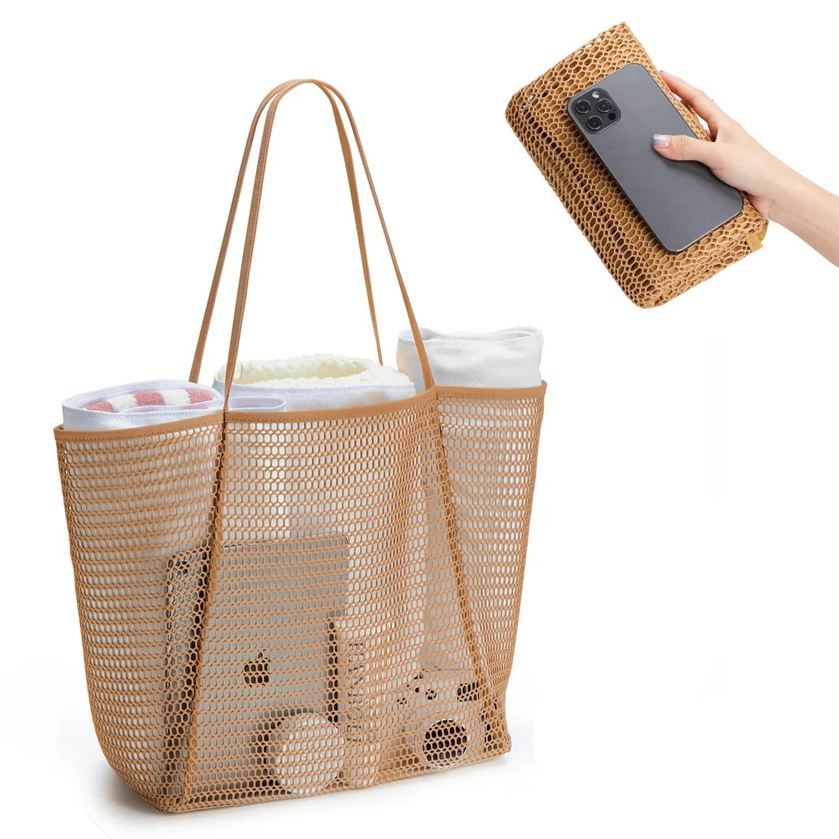 Mesh Beach Tote Women Shoulder Handbag 1