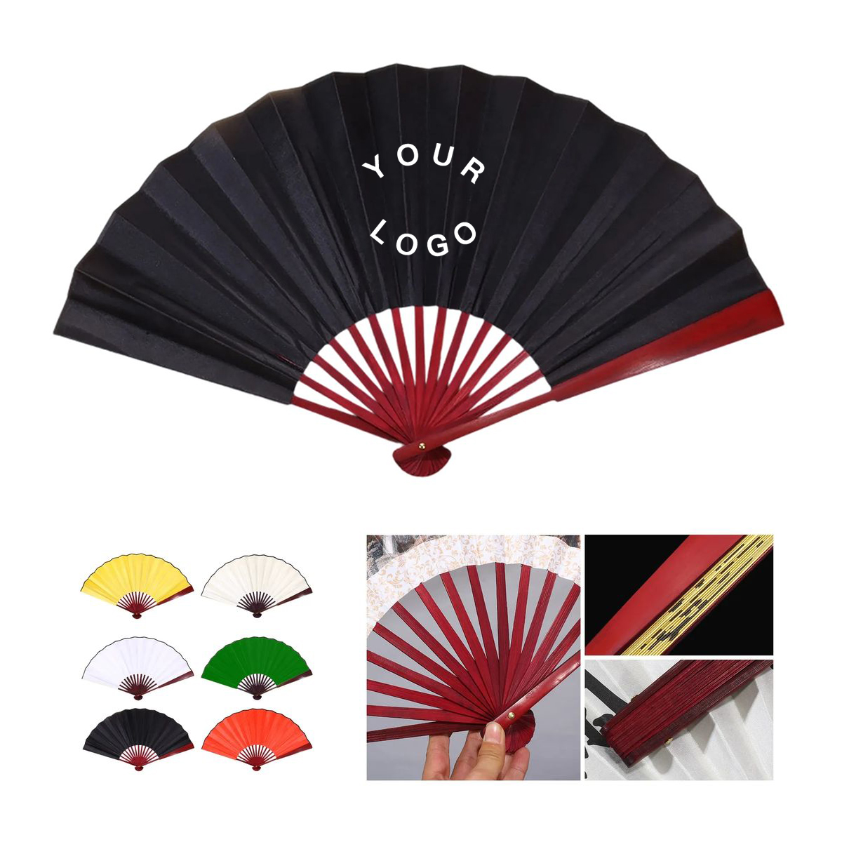 Customizable Bamboo Cloth Folding Fan 2