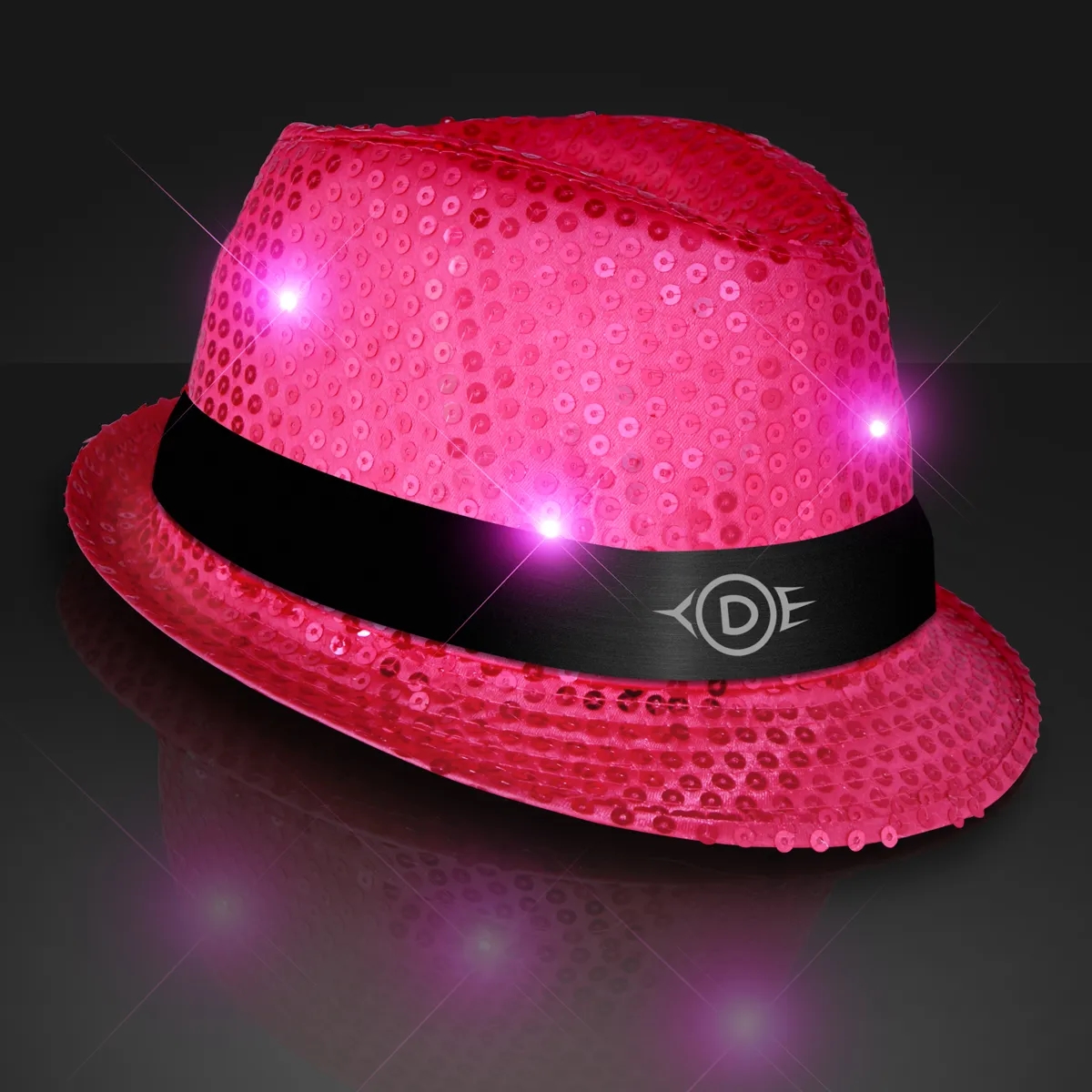 Shiny Single Colored Fedora Hats with Flashing Lights 31