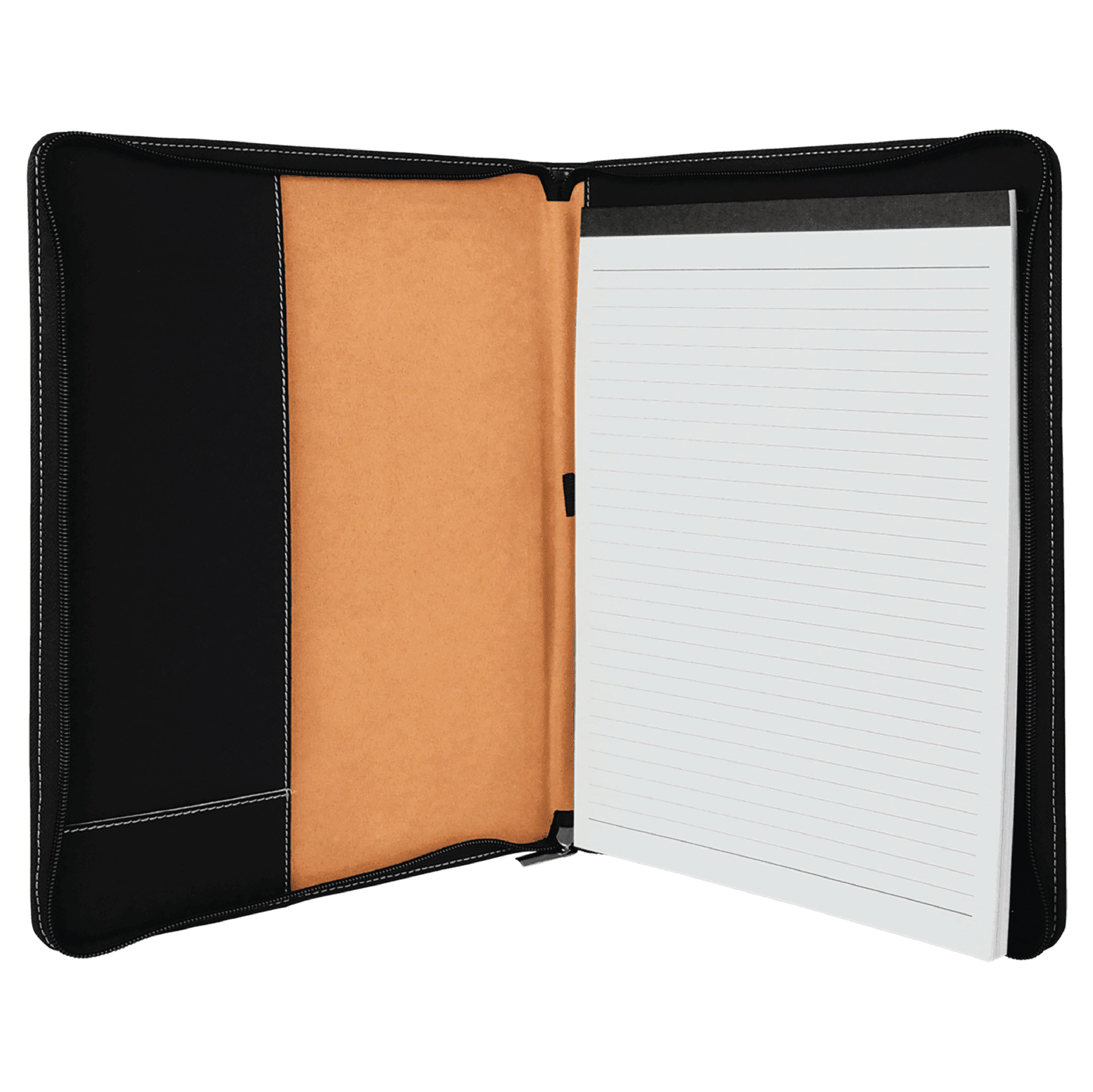 9" x 12" Leatherette Black/Silver Portfolio with Zipper 5