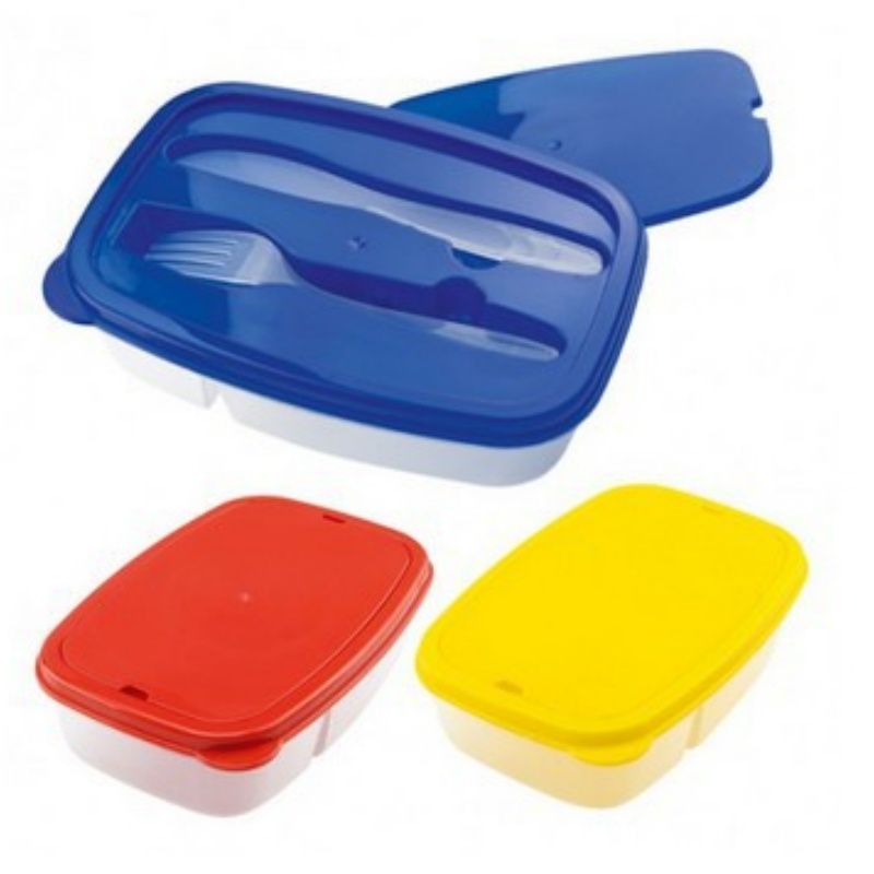2-Section Food Container with Utensils 2