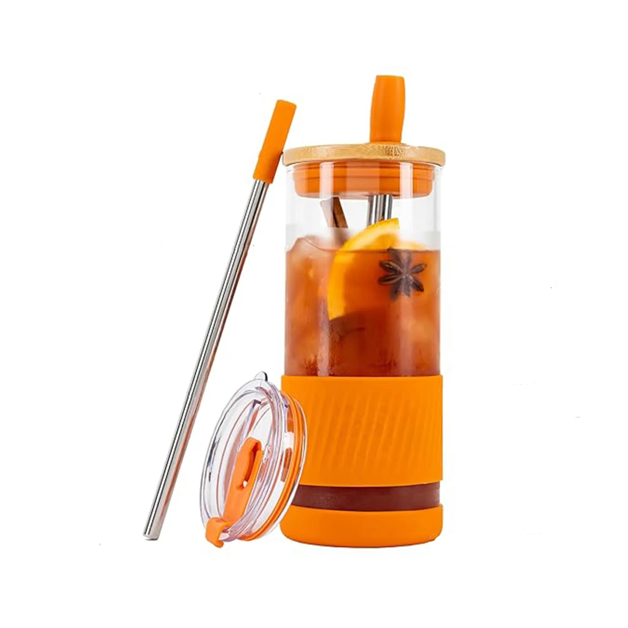 Glass Cups With Lids and Straws 6